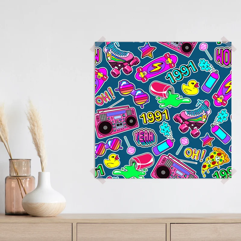 Poster lebendige 90er aufkleber-collage Poster lebendige 90er aufkleber-collage