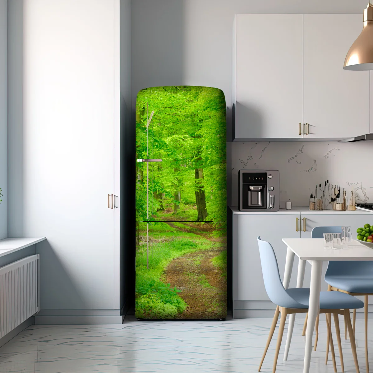 Kühlschrankaufkleber ruhiger waldweg im frühling Kühlschrankaufkleber ruhiger waldweg im frühling