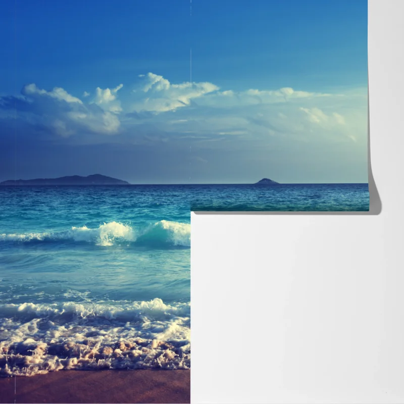 Fototapete strand auf den Seychellen bei sonnenuntergang Fototapete strand auf den Seychellen bei sonnenuntergang