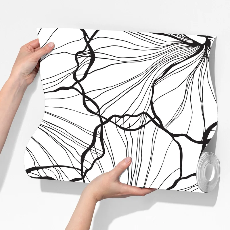 Fototapete schwarzweißes hibiskus line art muster Fototapete schwarzweißes hibiskus line art muster