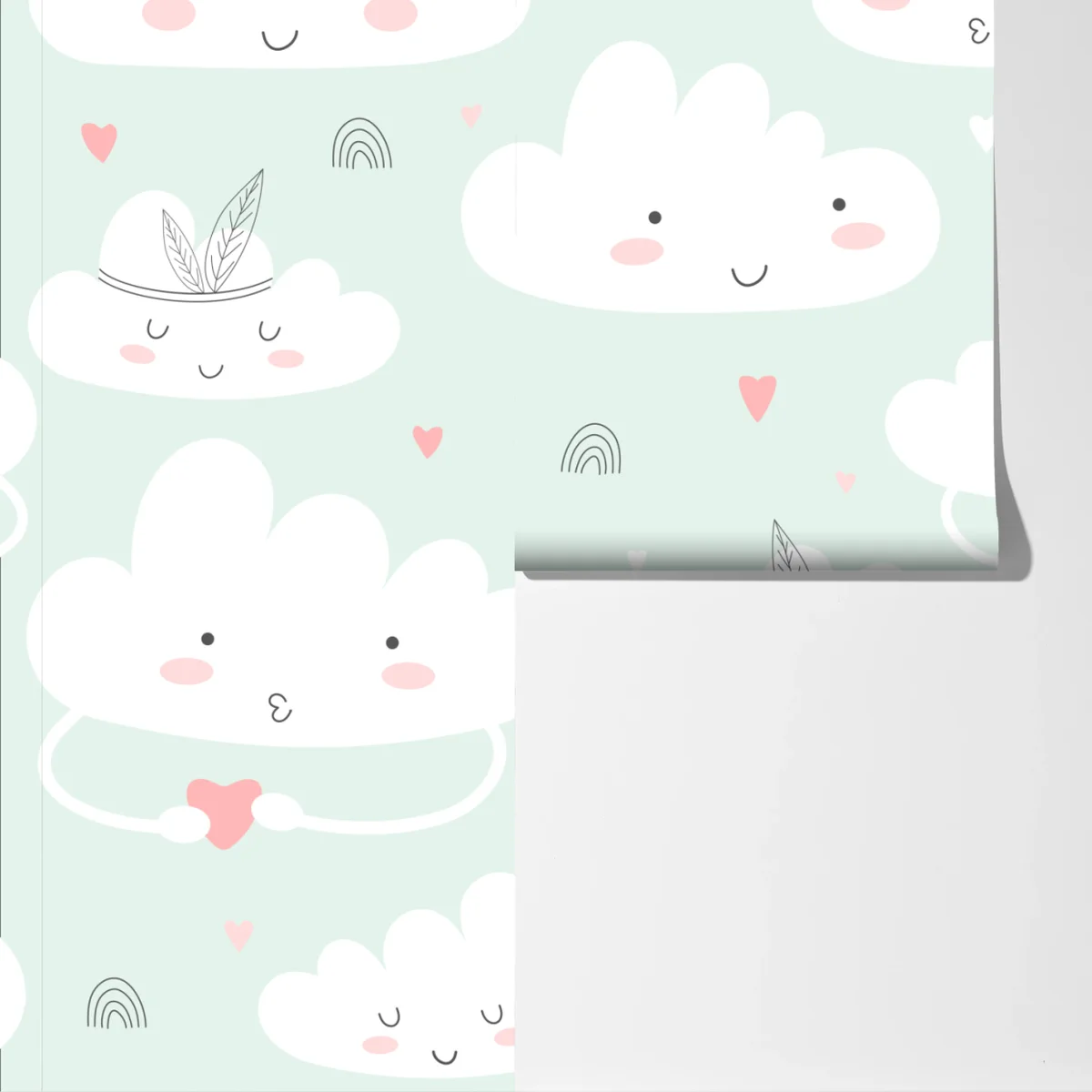 Fototapete lächelnde wolken pastellmuster fürs kinderzimmer Fototapete lächelnde wolken pastellmuster fürs kinderzimmer