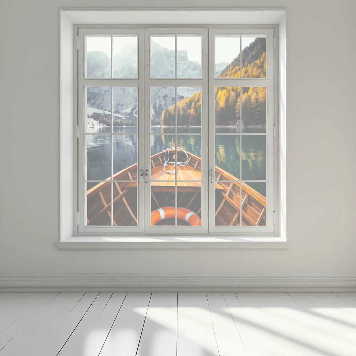 Fensteraufkleber sonnenaufgang am Lago di Braies Fensteraufkleber sonnenaufgang am Lago di Braies