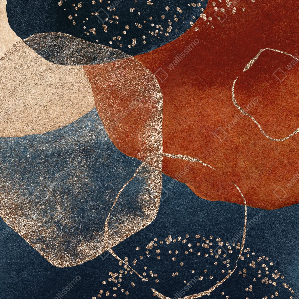 Poster marineblaue und terrakotta abstrakte komposition • Poster bei Wallnifity® Poster marineblaue und terrakotta abstrakte komposition • Poster bei Wallnifity®