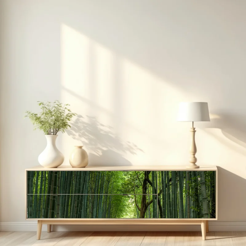 Repositionierbarer Aufkleber ruhiger bambushainpfad Repositionierbarer Aufkleber ruhiger bambushainpfad