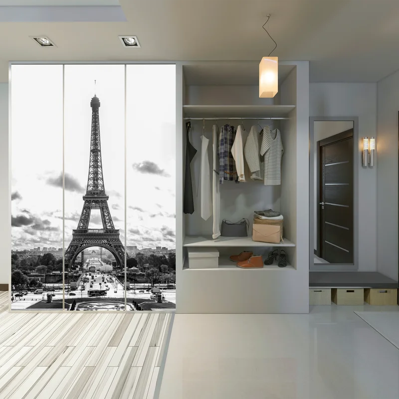 Schrankaufkleber Paris Eiffelturm in monochrom