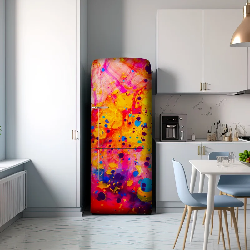 Kühlschrankaufkleber ebru marmorierung abstrakt in lebendigen farben