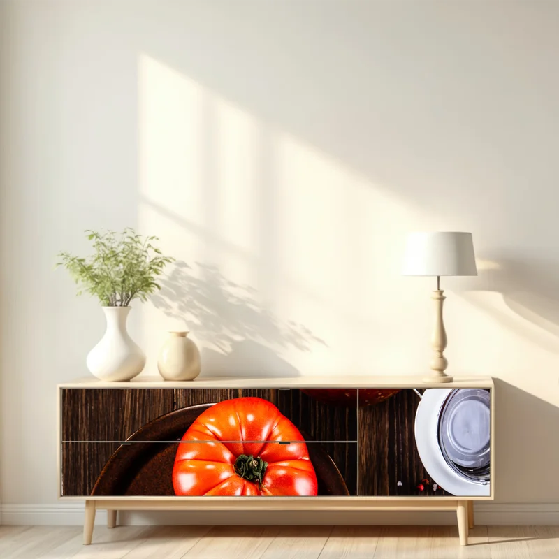 Repositionierbarer Aufkleber frische tomaten und hausgemachte tomatensauce