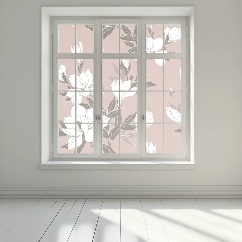 Fensteraufkleber zartes magnolienmuster Fensteraufkleber zartes magnolienmuster