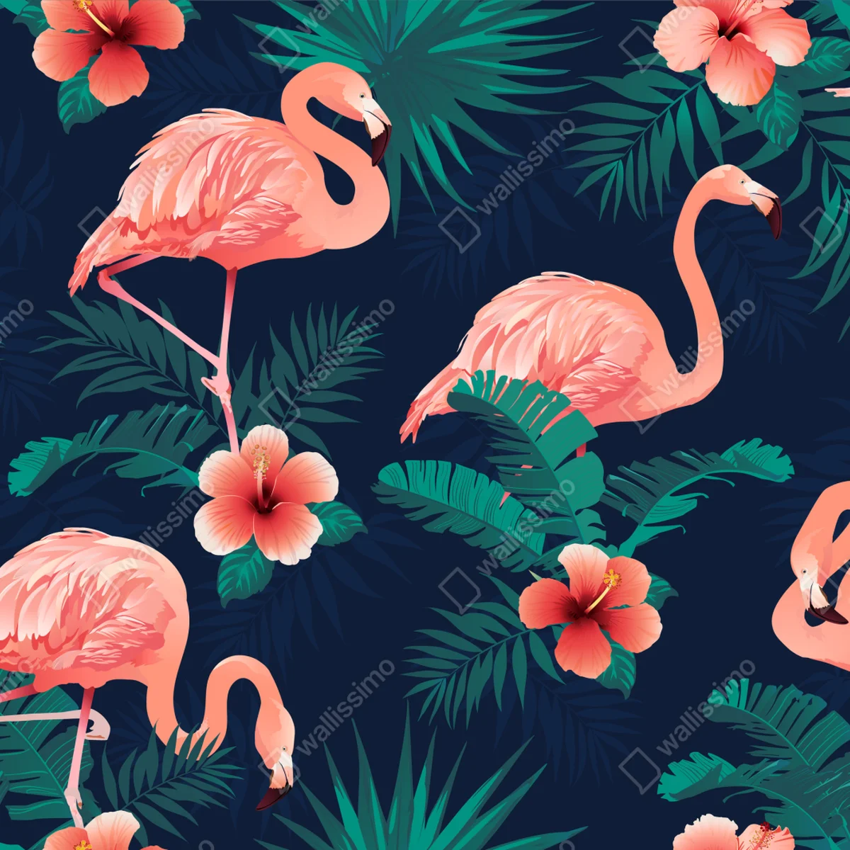 Fototapete tropisches rosa flamingo-muster Fototapete tropisches rosa flamingo-muster