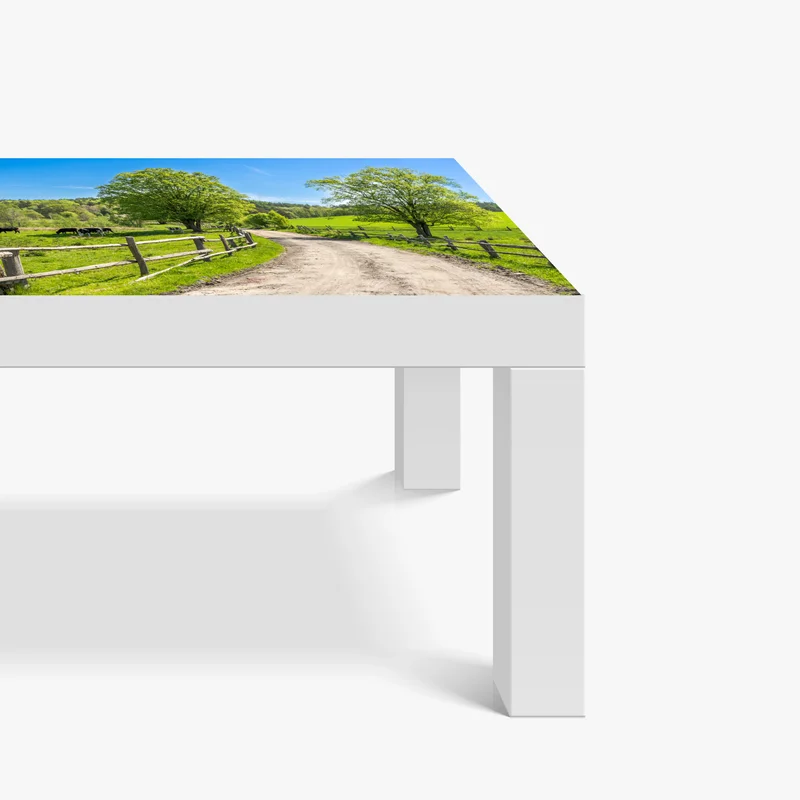 Tischaufkleber und Schreibtischaufkleber sonnige landstraße durch grüne wiesen Tischaufkleber und Schreibtischaufkleber sonnige landstraße durch grüne wiesen