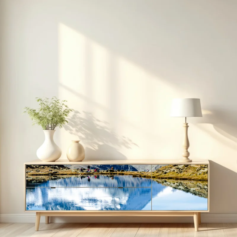 Repositionierbarer Aufkleber majestätisches Matterhorn im spiegel eines alpensees Repositionierbarer Aufkleber majestätisches Matterhorn im spiegel eines alpensees