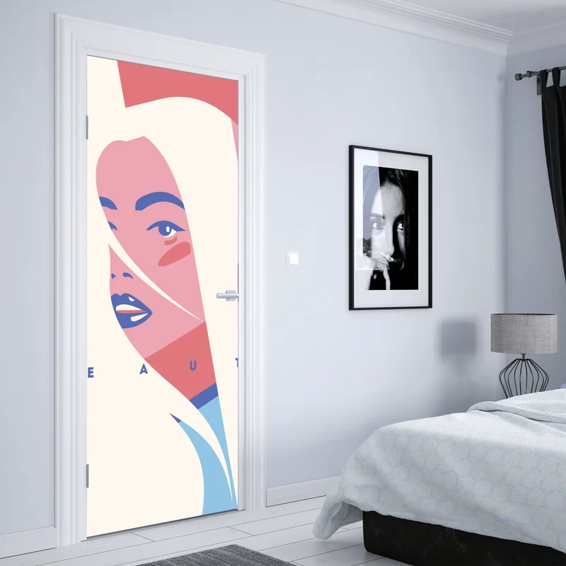 Türaufkleber pastell pop-art porträt der schönheit