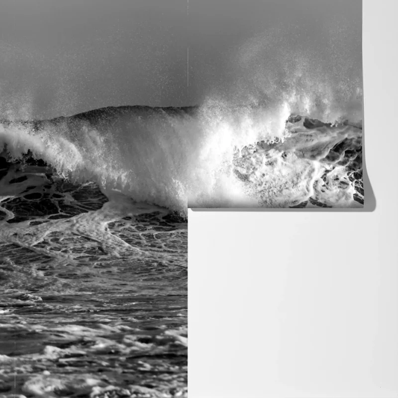 Fototapete dramatische schwarzweiß-welle des ozeans Fototapete dramatische schwarzweiß-welle des ozeans