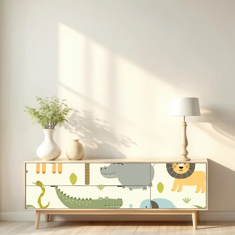 Repositionierbarer Aufkleber pastell safari tiermuster