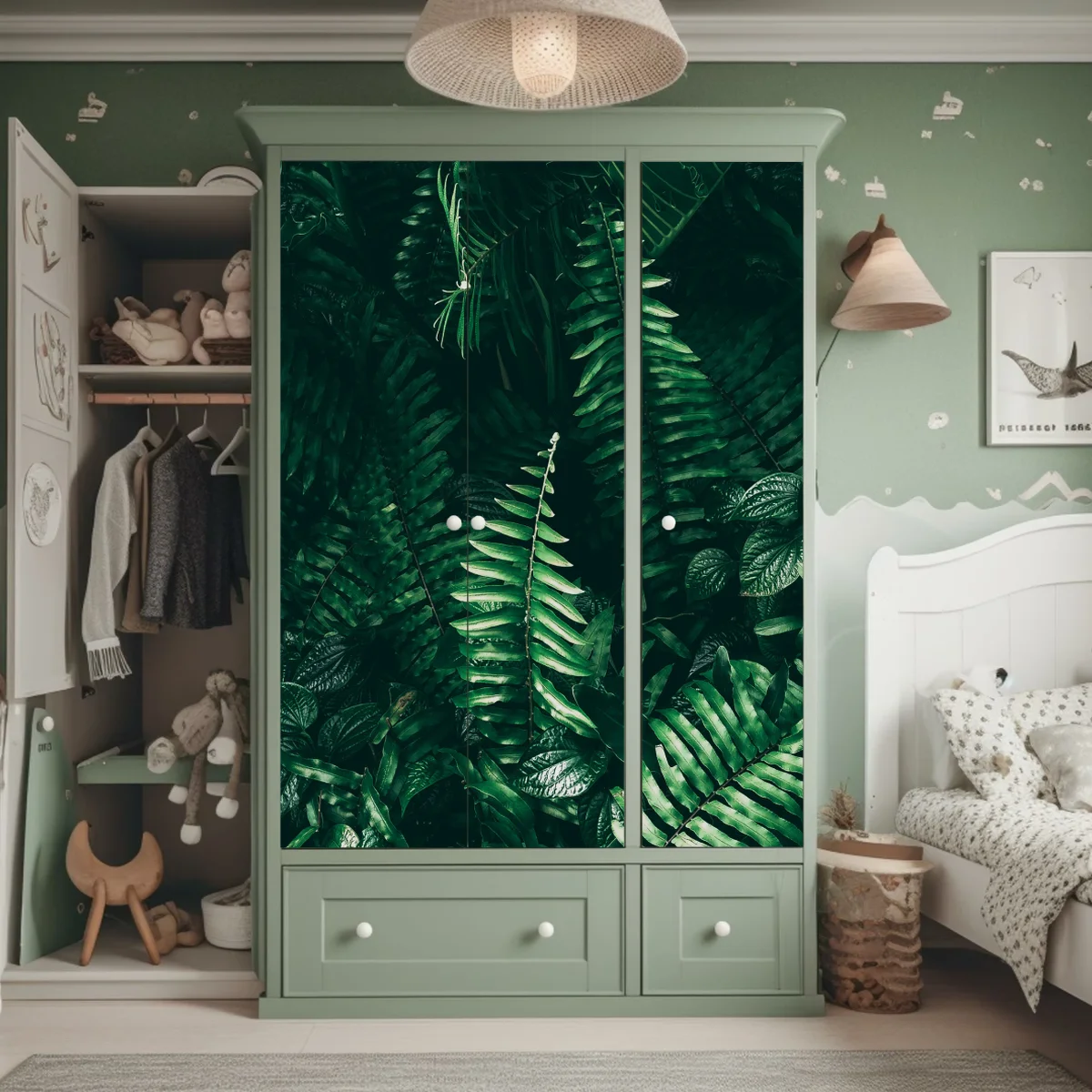 Schrankaufkleber üppige tropische grüne blätter Schrankaufkleber üppige tropische grüne blätter