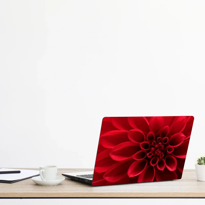 Laptop-Aufkleber nahaufnahme einer roten dahlie Laptop-Aufkleber nahaufnahme einer roten dahlie