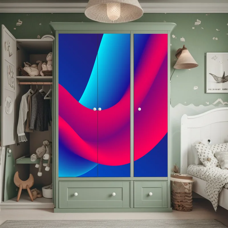 Schrankaufkleber leuchtende fließende verlaufswellen