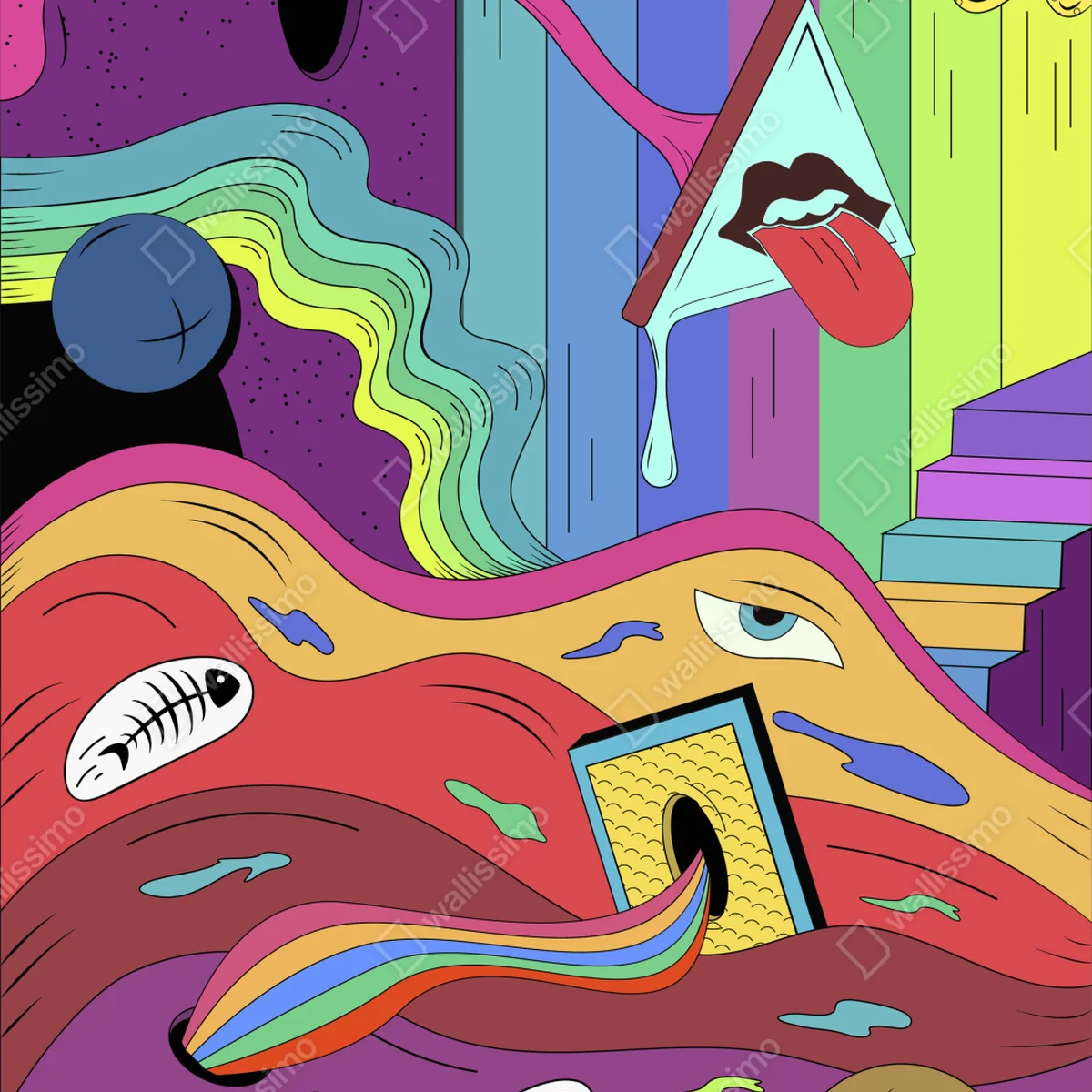 Türaufkleber psychedelische pop-art traumlandschaft Türaufkleber psychedelische pop-art traumlandschaft