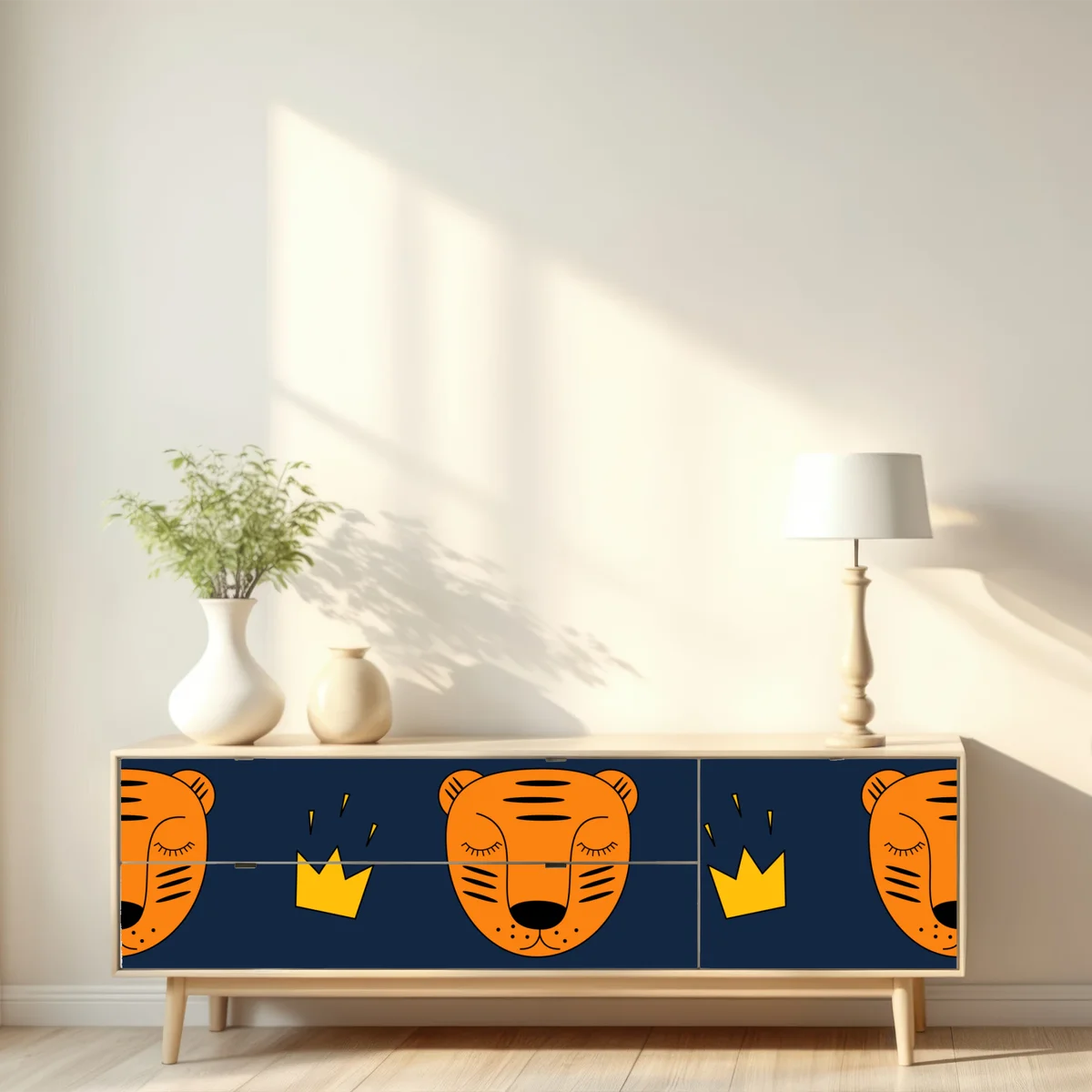 Repositionierbarer Aufkleber verspieltes tiger-muster für kinderzimmer Repositionierbarer Aufkleber verspieltes tiger-muster für kinderzimmer